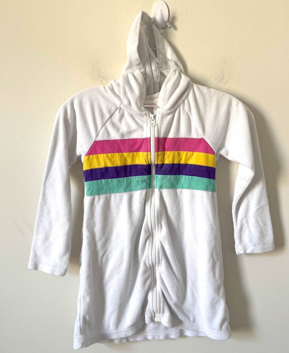 Hanna Andersson Rainbow Terry Cloth Zipper Hoodie Sweatshirt Swim Coverup 6-7